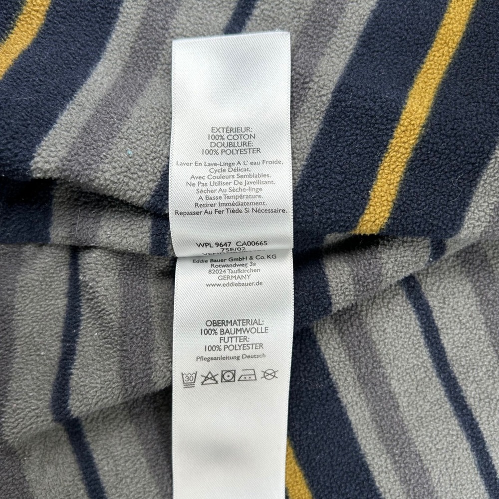 Eddie‎ Bauer Mens Tall Fleece Lined Cotton Twill Shirt Jacket Grey Stripe TL - Picture 8 of 14